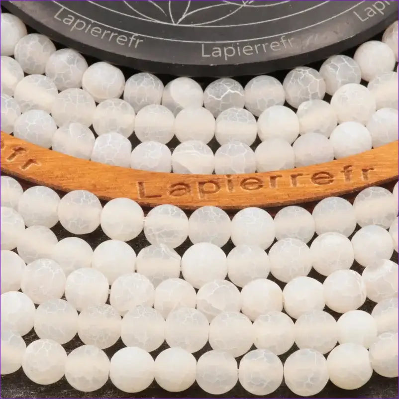 Perles Agate blanche craquelée ronde en 4/6/8 mm pour la création de bijoux