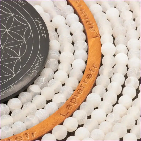Perles Agate blanche craquelée ronde en 4/6/8 mm pour la création de bijoux