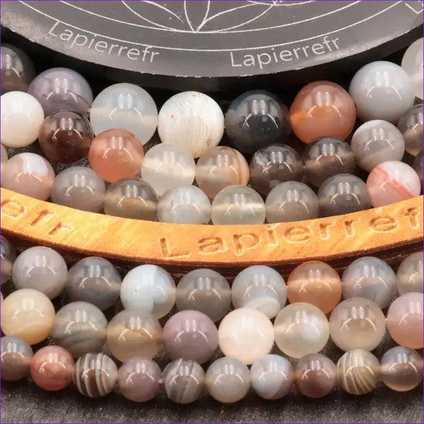 Perles Agate Botswana en pierre naturelle ronde 6/8/10 mm de Qualité AAA, pour la création de bijoux et lithothérapie