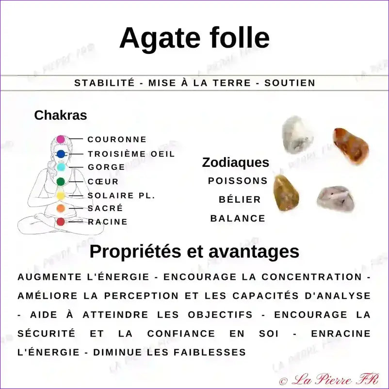 Perles Agate Folle Blanche en pierre naturelle - Qualité AAA perle