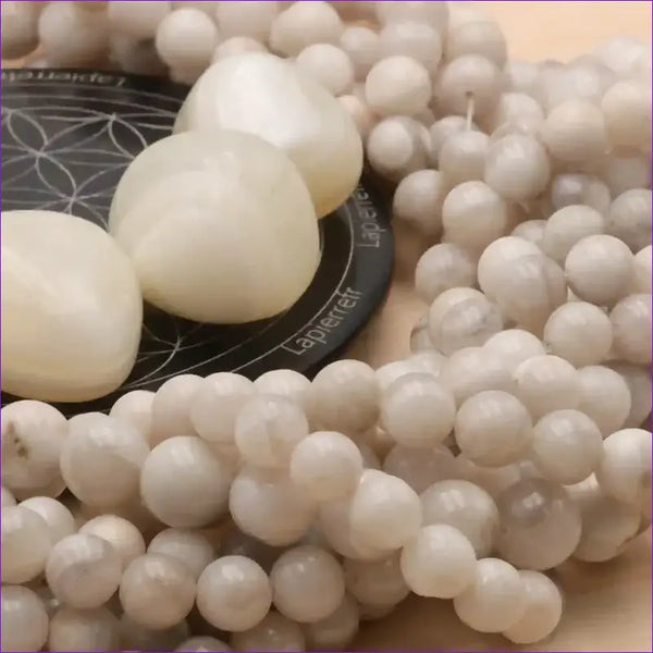 perle pierre naturelle agate blanche folle ronde en 4/6/8/10mm pour la fabrication de bijoux et lithothérapie - La Pierre Fr 