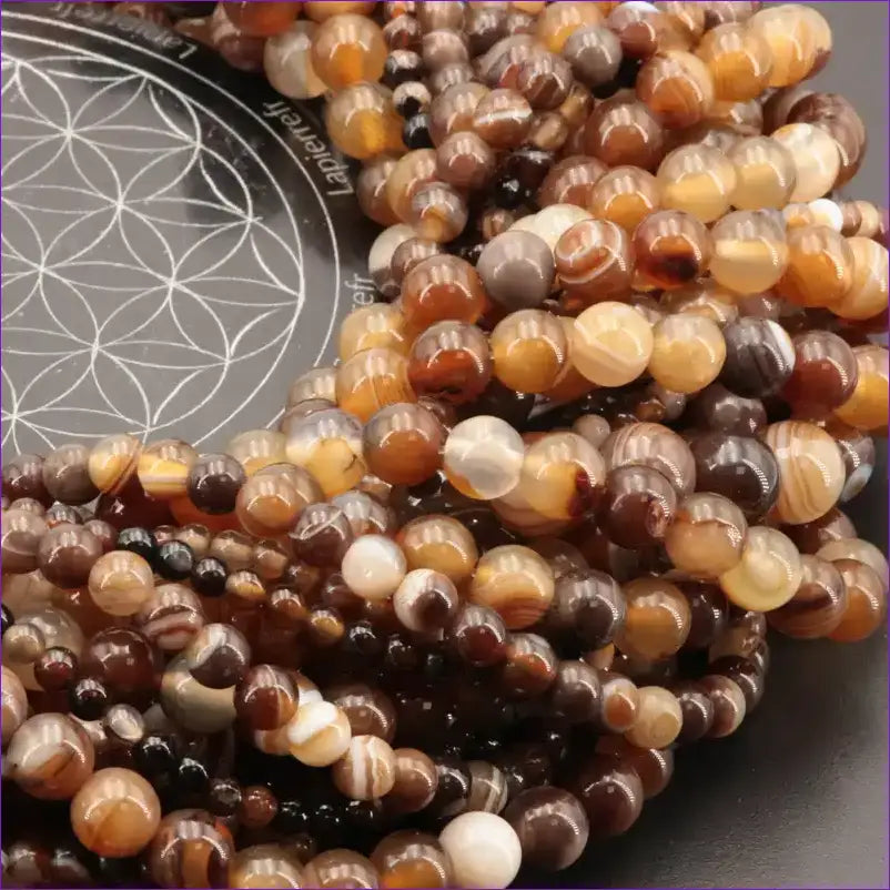 Perles Agate Marron naturelle ronde 4/6/8/10 mm de Qualité AA, pour la création de bijoux et lithothérapie