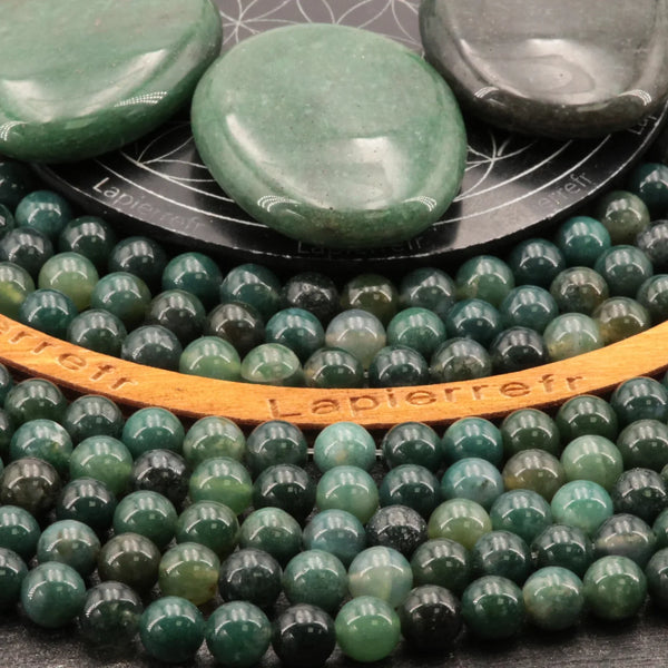 Perles agate mousse 6 mm pour bracelet fin à superposer