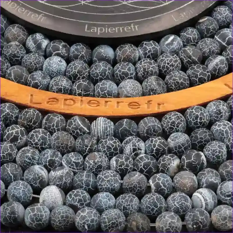 Perles Agate noire craquelée ronde en 4/6/8 mm pour la création de bijoux, Qualité AA+