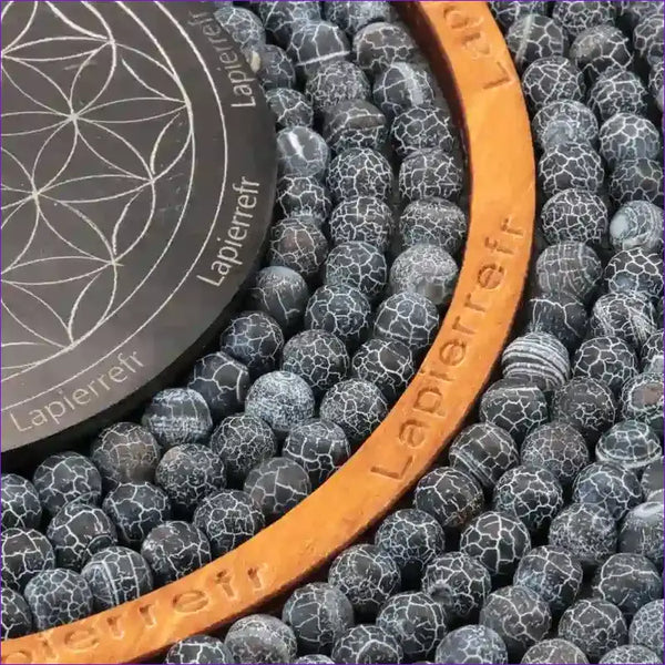 Perles Agate noire craquelée ronde en 4/6/8 mm pour la création de bijoux, Qualité AA+