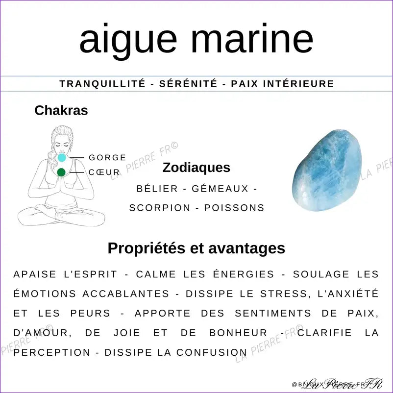 Perles Aigue Marine Stabilisée - Qualité AAA perle pierre naturelle informatif guide aigue-marine chakra associations