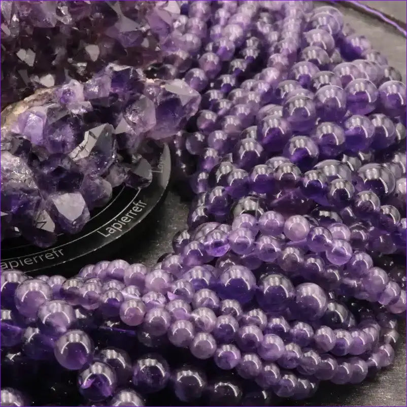 Assortiment de Perles Améthyste (Qualité AA+) naturelles pour création bijoux et lithothérapie (Chakra Couronne).
