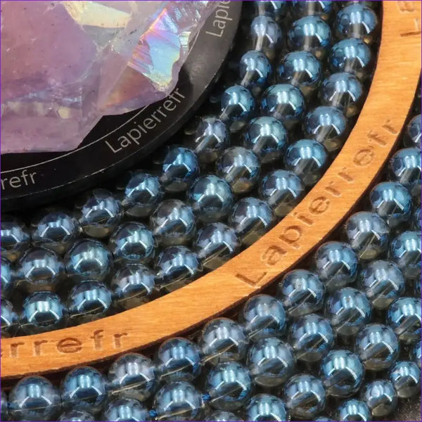 Fil de perles Aqua Aura bleu ronde 6mm 8mm | Perle pierre naturelle ronde et lisse | Gemmes - La Pierre FR