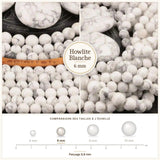 Perles Howlite Blanche 6 mm en pierre naturelle, Qualité AAA
