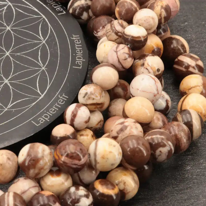 Perles pour bracelet homme en jaspe zébré de 10 mm