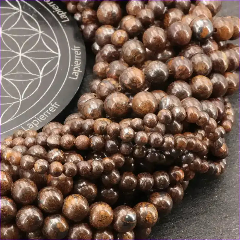 perle pierre naturelle Bronzite ronde en 4/6/8/10mm pour la fabrication de bijoux et lithothérapie - La pierre Fr