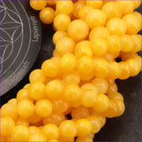 Perle pierre naturelle calcédoine jaune en 4/6/8/10mm pour la fabrication de bijoux et lithothérapie - La Pierre FR
