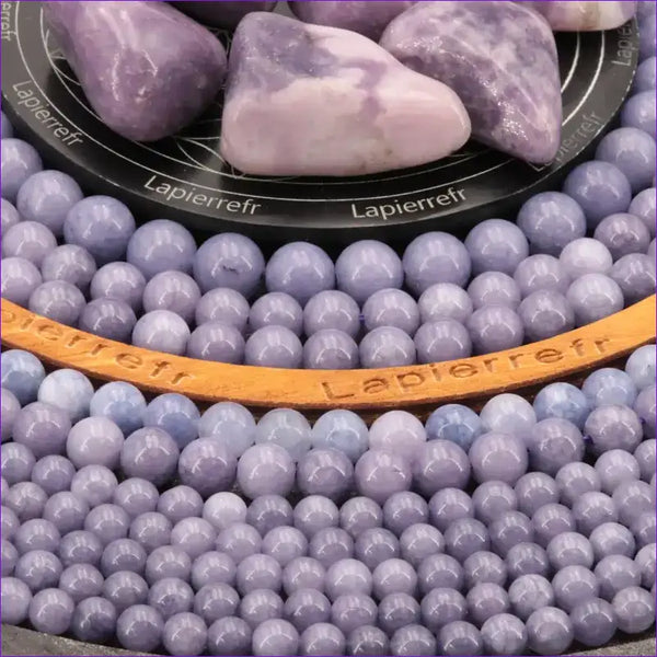perle pierre naturelle calcédoine mauve ronde en 4/6/8/10mm pour la création de bijoux et lithothérapie - La Pierre Fr  