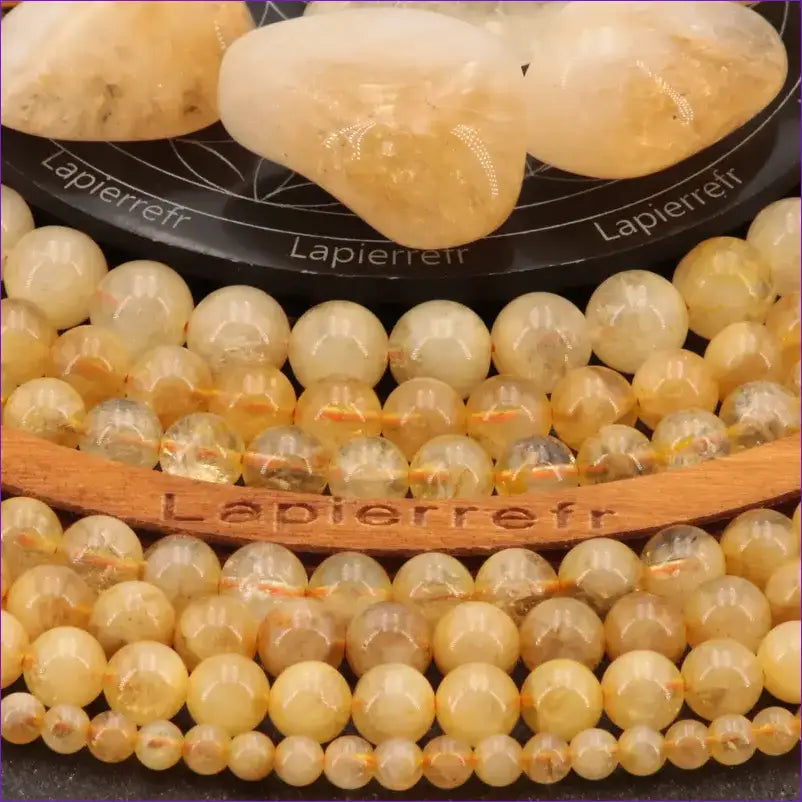 Perles Citrine (chauffée) en pierre naturelle ronde 4/6/8/10 mm de Qualité AAA, pour la création de bijoux et lithothérapie