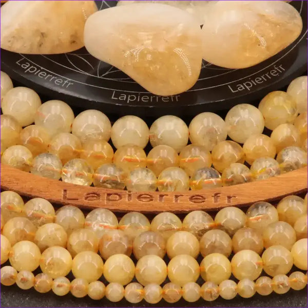 Perles Citrine (chauffée) en pierre naturelle ronde 4/6/8/10 mm de Qualité AAA, pour la création de bijoux et lithothérapie