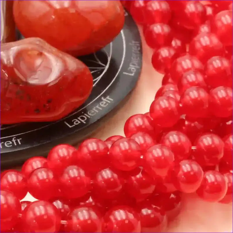 Perle pierre naturelle cornaline rouge ronde en 4/6/8/10mm pour fabrication de bijoux et lithothérapie - La Pierre Fr 