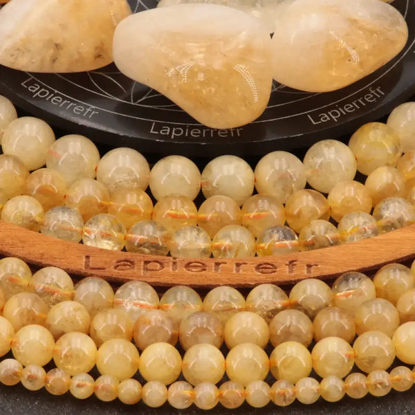 Perles de pierre en citrine chauffée, diamètre 6 mm