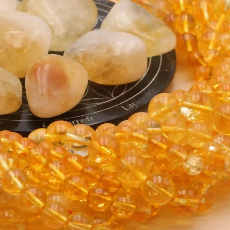 Perles de pierre en citrine naturelle, diamètre 6 mm