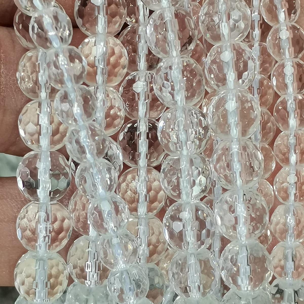 Perles de pierre en cristal de roche pour la lithothérapie