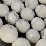 Perles Howlite Blanche à facettes 6 mm en pierre naturelle