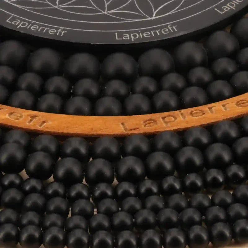 Perles de pierre en onyx noir mat 6 mm