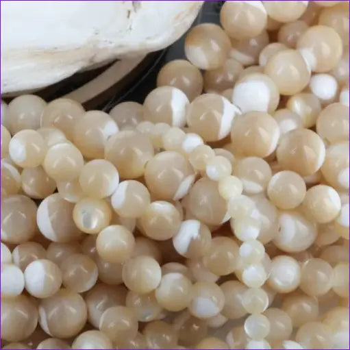 Perles en Nacre naturelle beige ronde perle
