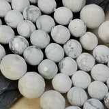 Perles Howlite Blanche à facettes 6 mm en pierre naturelle