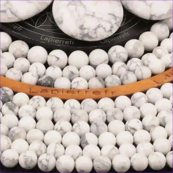 Perles Howlite blanche en pierre naturelle ronde - La Pierre FR