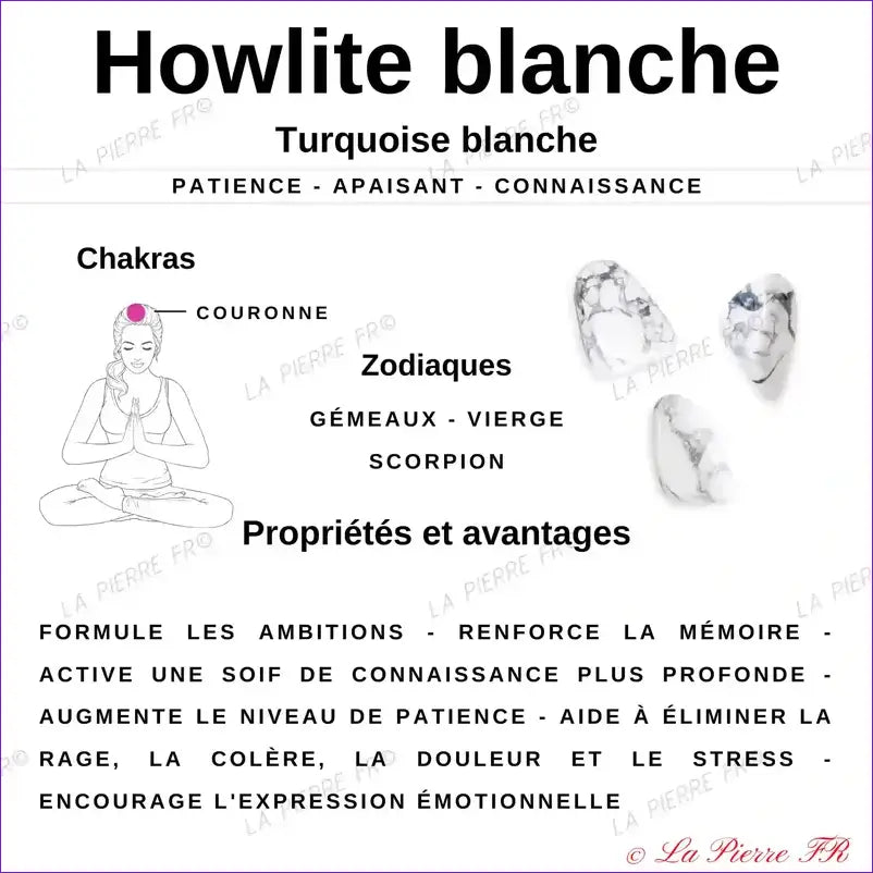 Perles Howlite Mat en pierre naturelle - Qualité AAA perle l’information howlite blanche (blanc howlite)