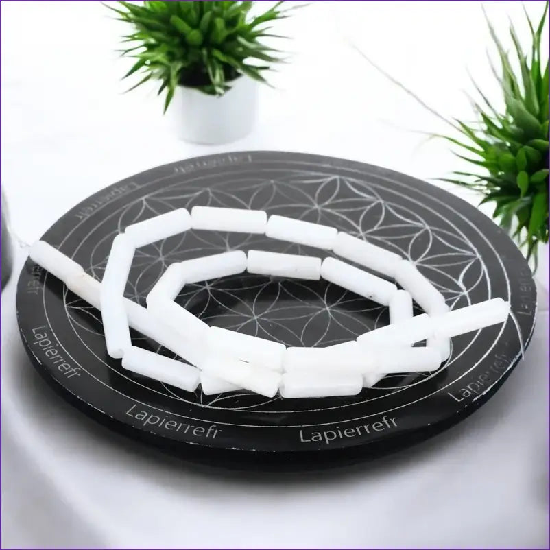 perle naturelle Jade Blanc en forme de tube