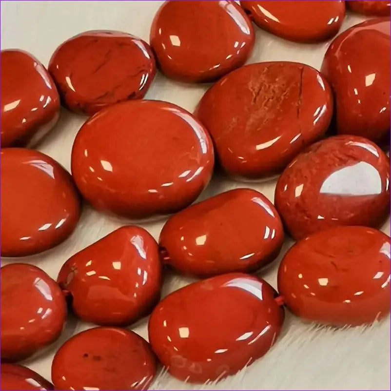Perles Jaspe rouge galet - La Pierre FR