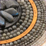 perle pierre naturelle labradorite grise ronde en 4/6/8/10mm pour la fabrication de bijoux et lithothérapie - La Pierre Fr