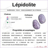 Perles Lépidolite Violette en pierre naturelle - Qualité AAA perle descriptif infographie propriétés avantages