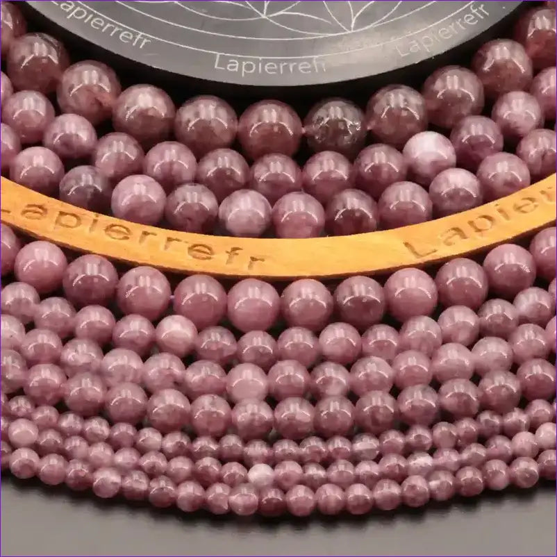 perle pierre naturelle lépidolite ronde en 4/6/8/10mm pour la création de bijoux et lithothérapie - La Pierre Fr