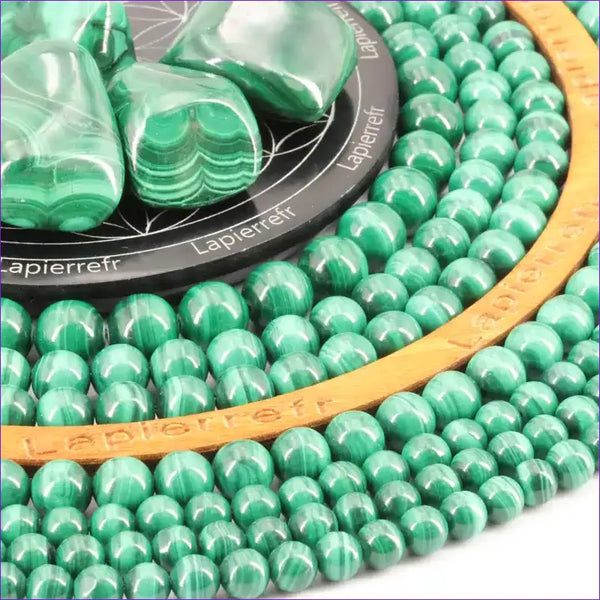 Perle pierre naturelle Malachite ronde en 4/6/8/10mm pour la fabrication de bijoux et lithothérapie - La Pierre Fr 