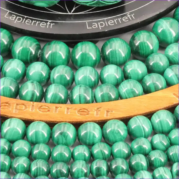 Perle pierre naturelle Malachite ronde en 4/6/8/10mm pour la fabrication de bijoux et lithothérapie - La Pierre Fr 