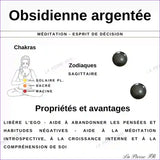 Perles Obsidienne Argentée en pierre naturelle - Qualité AA + perle guide propriétés argent obsidienne avantages