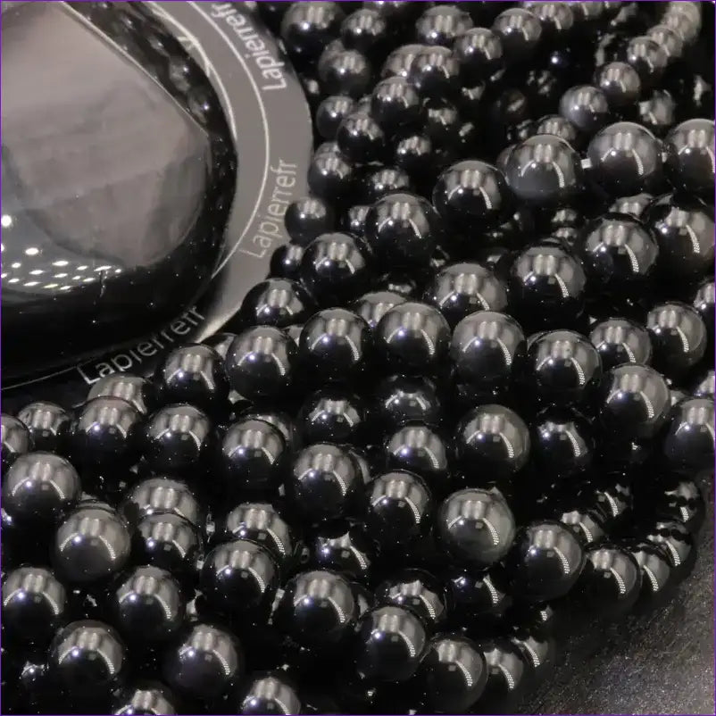 Perle pierre naturelle obsidienne noire ronde en 4/6/8/10mm pour la création de bijoux et lithothérapie - La pierre Fr