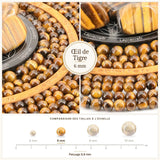 Perles Œil de Tigre 6 mm en pierre naturelle, Qualité AAA