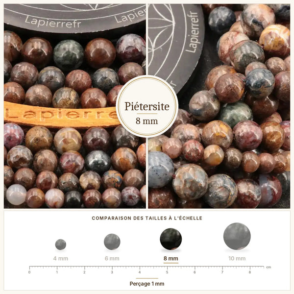 Perles bleues et marron en piétersite de 8 mm