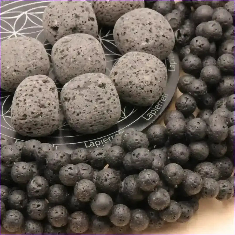 perle pierre naturelle en pierre de lave volcanique ronde pour la création de bijou et lithothérapie 
