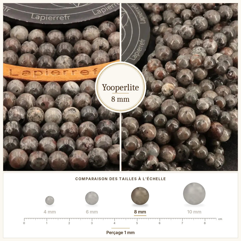 Fil de perles yooperlite rondes et polies en pierre naturelle