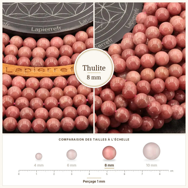 Perles rose soutenu en pierre de thulite 8 mm