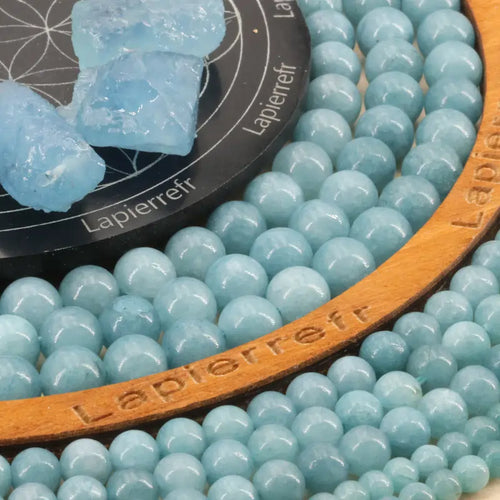 Perles Aigue Marine Stabilisée - Qualité AAA