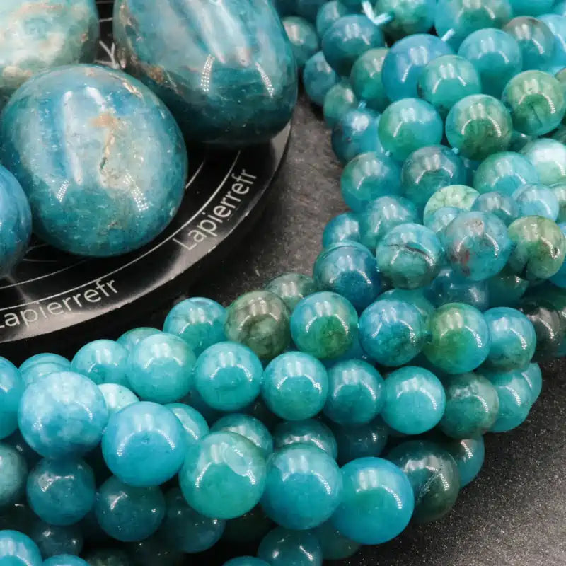 Perles pour bracelet homme en apatite bleue de 10 mm