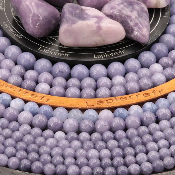 Perles pour bracelet en calcédoine mauve de 10 mm