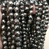 Grosses perles Hématite Noire à facettes 10 mm