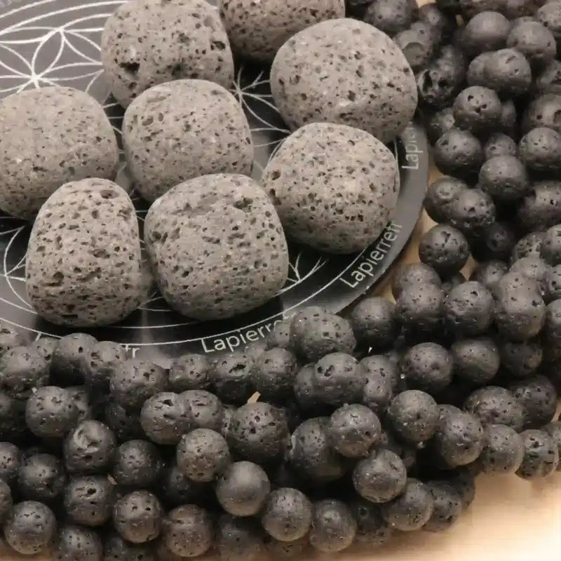Perles pour bracelet en pierre de lave 6 mm à accumuler