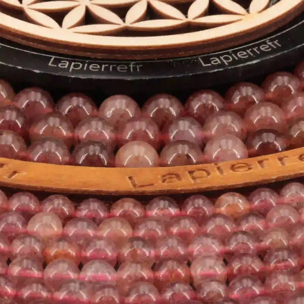 Perles quartz cerise rondes et polies pour bijoux colorés