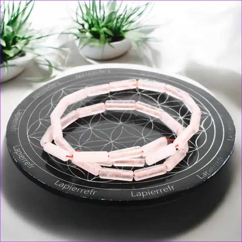 perle naturelle quartz rose en forme de tube